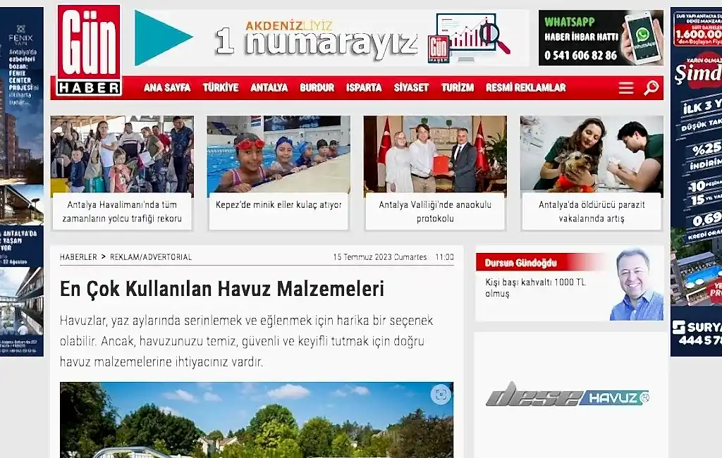 En çok kullanılan malzemeler Havuz Yapımı