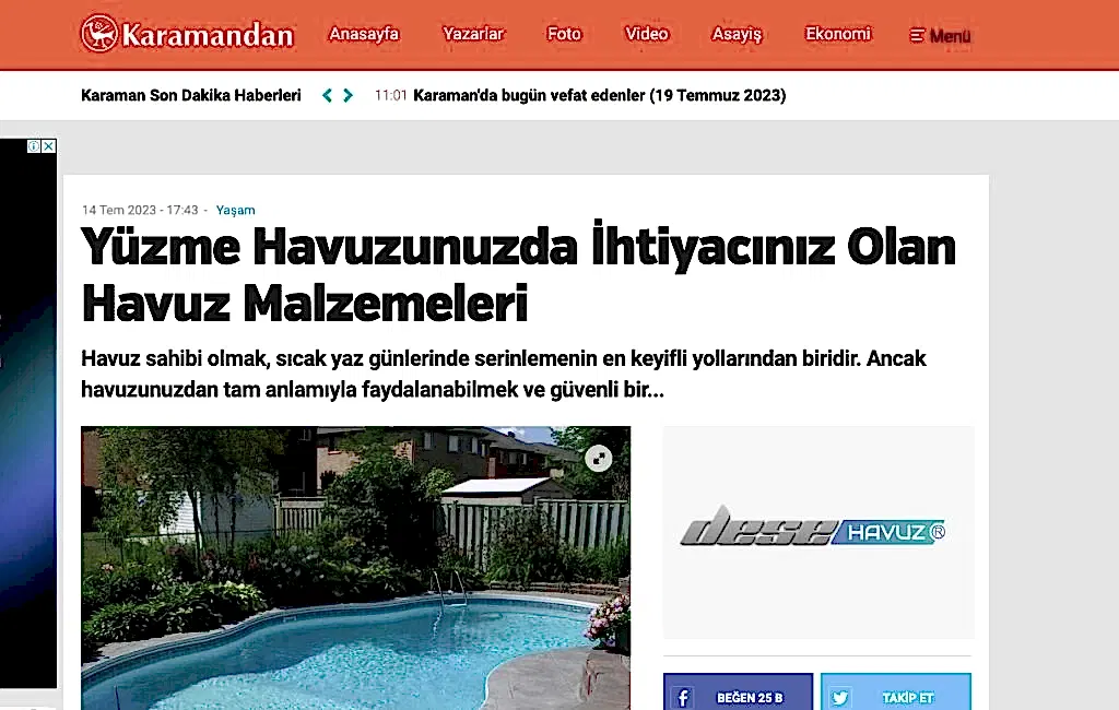 Yüzme Havuzu Malzemeleri Havuz Yapımı