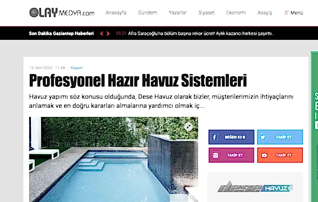 Profesyonel Hazır Havuz Sistemleri Havuz Yapımı